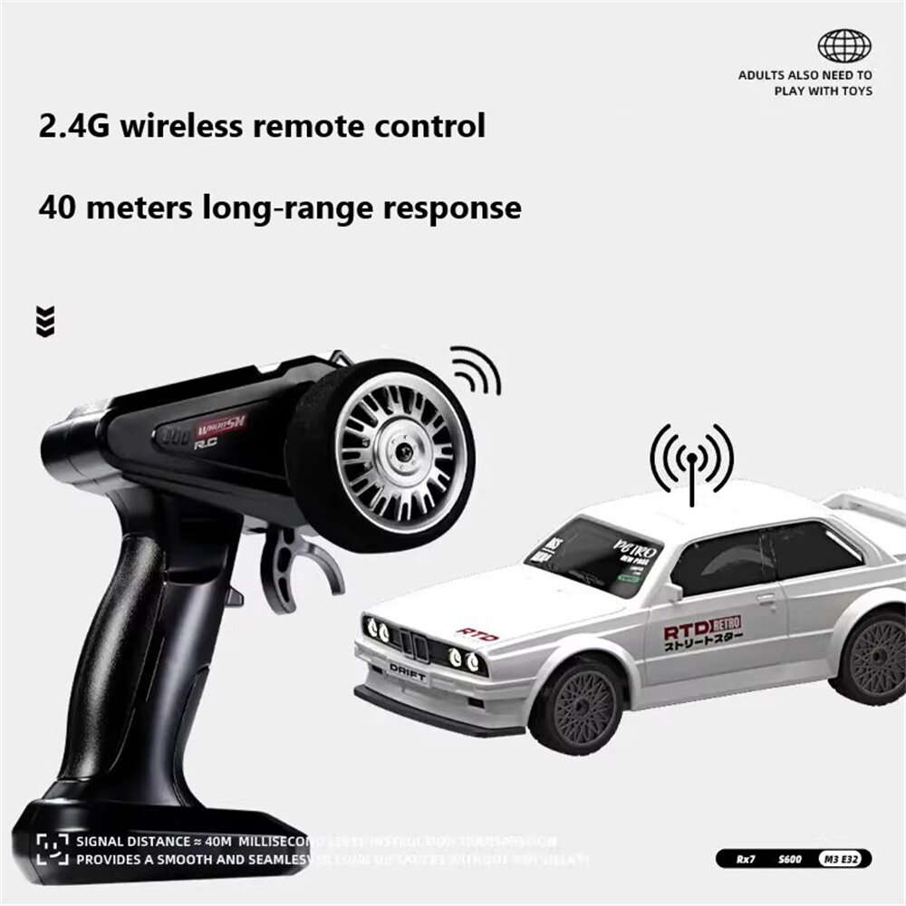 White 1 - K1/K2/K3 RTR 1/43 2.4G 4WD Mini Drift RC Car Race LED Light Full Scale Desktop Remote Cont