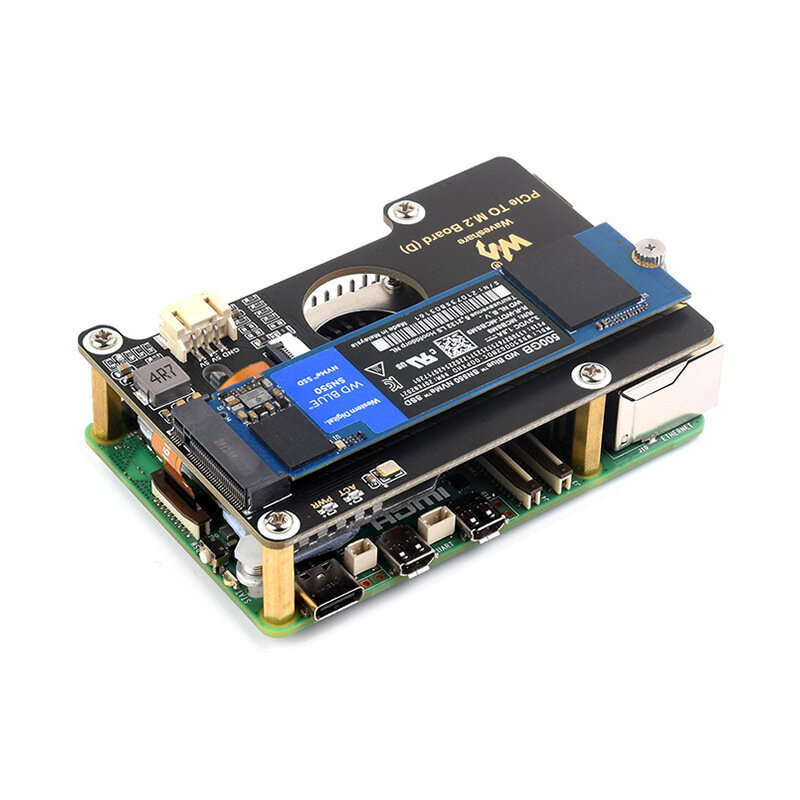 Black - Raspberry Pi 5 PCIe To M.2 Adapter Board NVMe SSD Support High-Speed Data Transfer 2280 2260