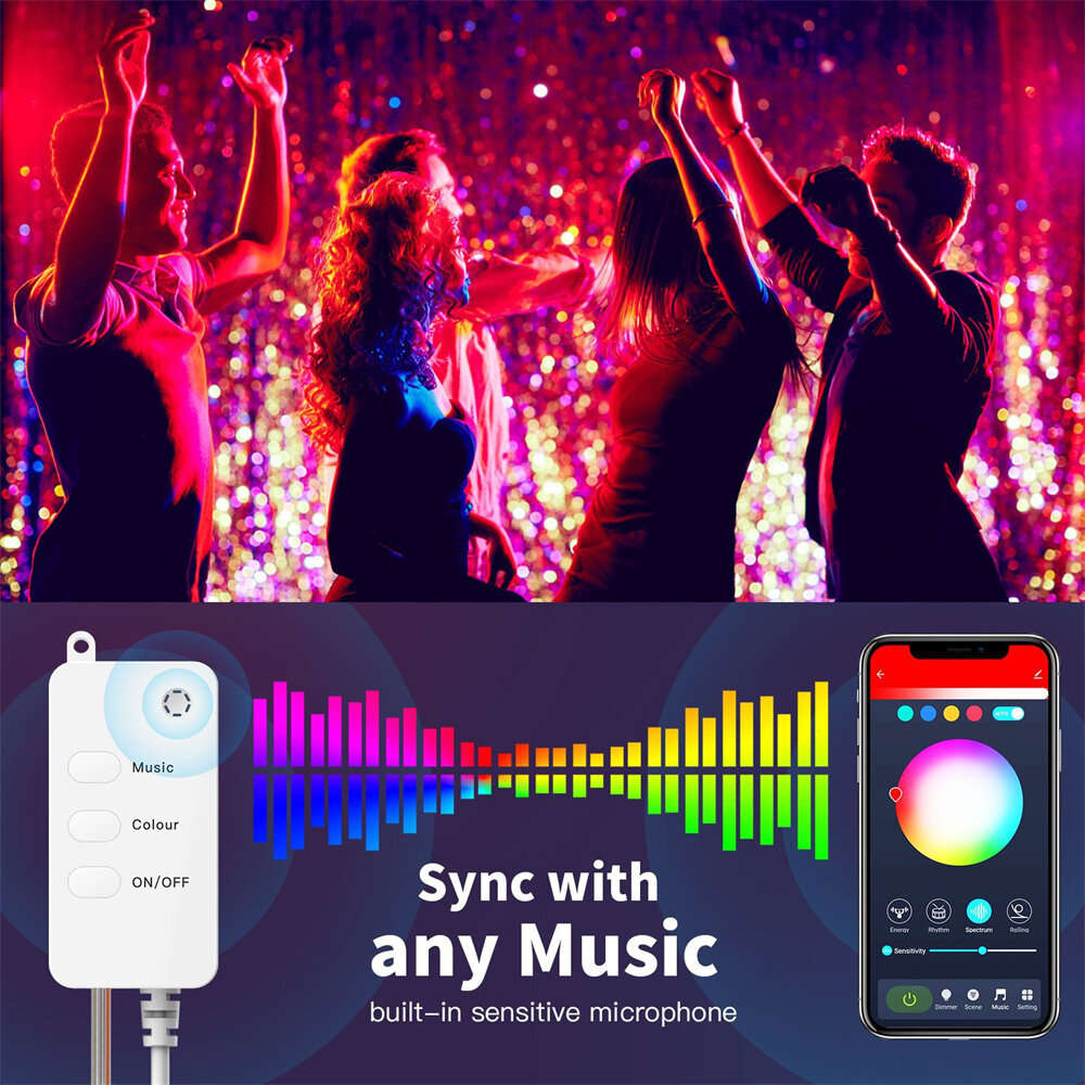 10M - RSH Smart Tuya Wifi Bluetooth LED Light String IP65 Waterproof for Halloween Christmas Party F