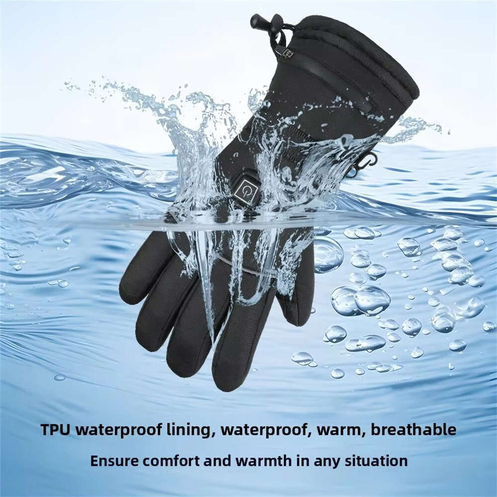 B - Winter Heated Cycling Gloves Waterproof Touchscreen Adjustable Fit Rechargeable Battery Warm Spl