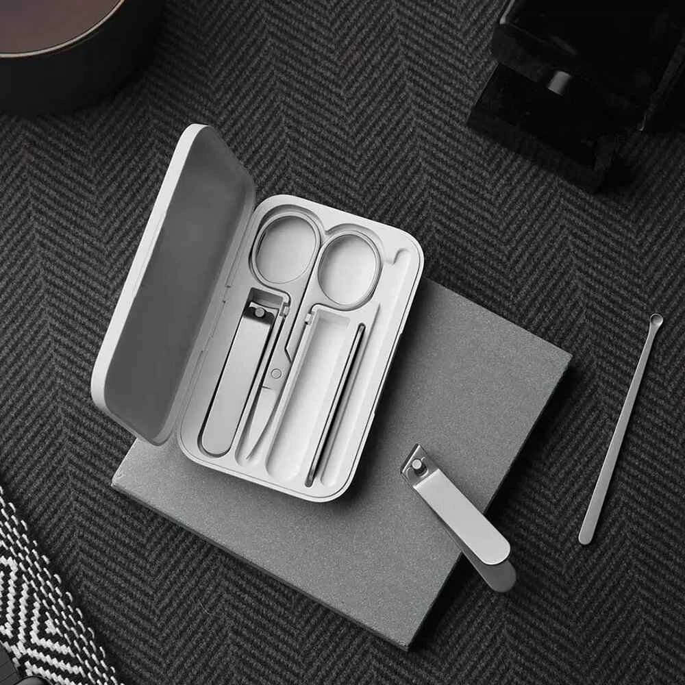 White - Xiaomi Mijia Portable Compact 5-Piece Mini Nail Clipper Set Stainless Steel Flat Nail Clippe