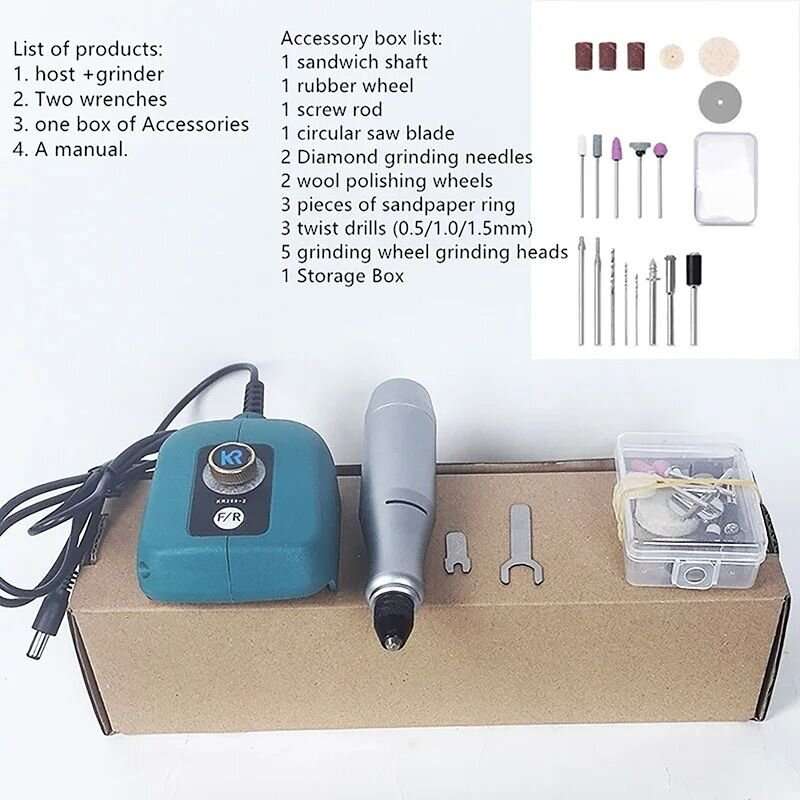 Without Battery - 40W Mini Rechargeable Electric Grinder No-load Speed 18000r/min Variable Speed Rot