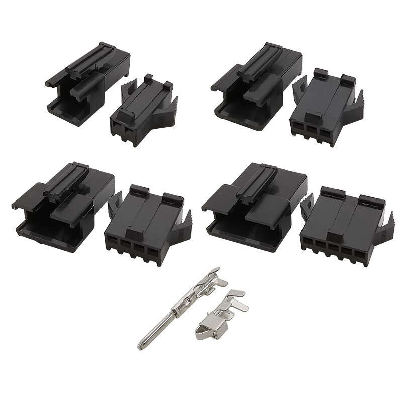200Pcs 2.54mm Pitch JST SM Connector Kit 2/3/4/5Pin Male/Female Housing Pin Header Crimp Terminals E