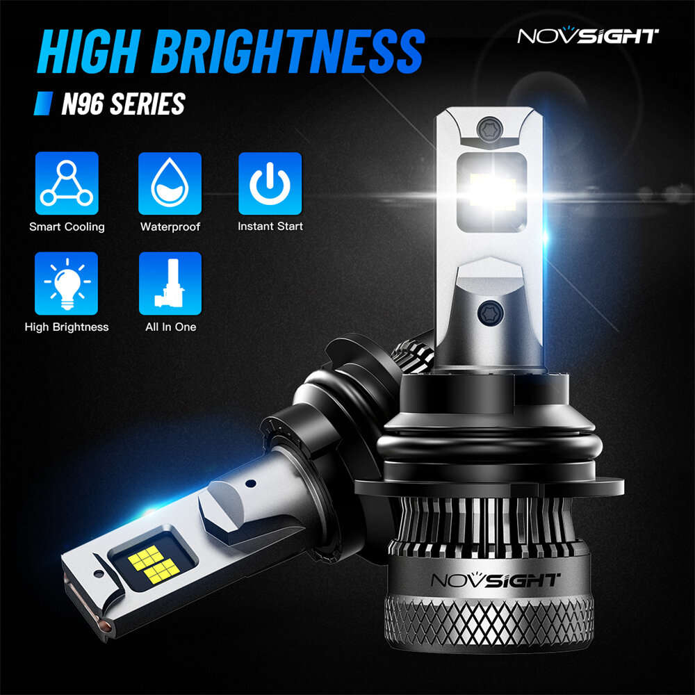 9004 - NOVSIGHT A500-N96 High-end Wiring Harness Model Built-in Driver 200W 40000LM Car Headlight