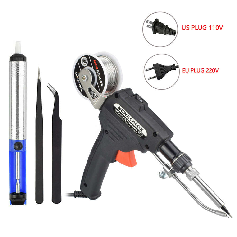 Sexy red - EU/US 60W Soldering Iron Automatic Welding Send Tin Gun Desoldering Pump for Circuit Boar