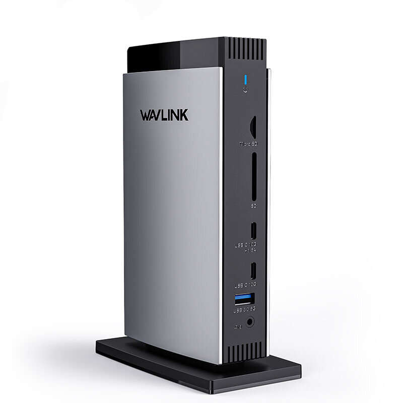 EU Plug - WAVLINK 15 in 1 USB-C DiskplayLink Docking Station with 3*HD 2DP RJ45 Gigabit Audio/Mic SD