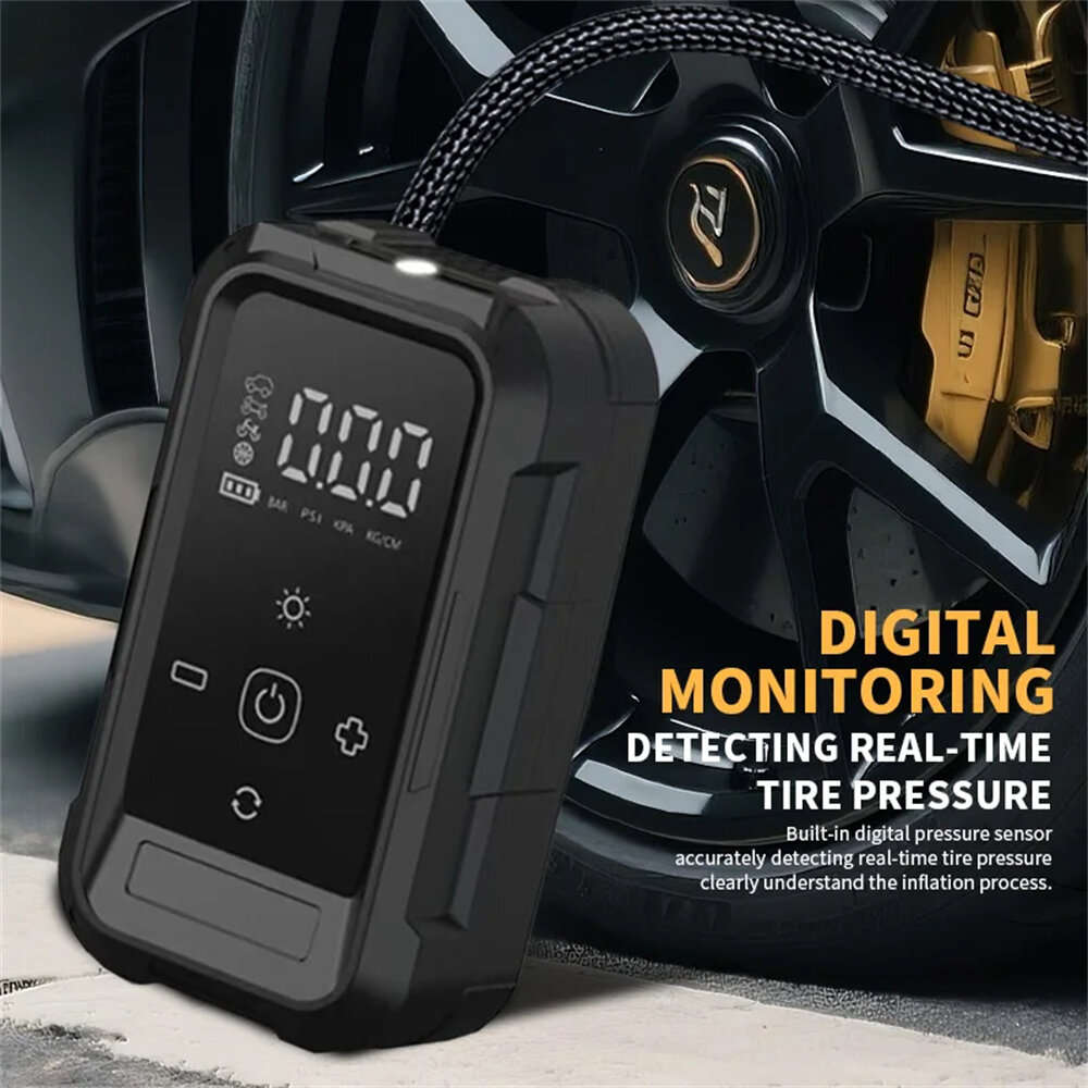 Black - Wireless Car Air Compressor Electric Tire Inflator Pump Digital Display for Motorcycle Bicyc