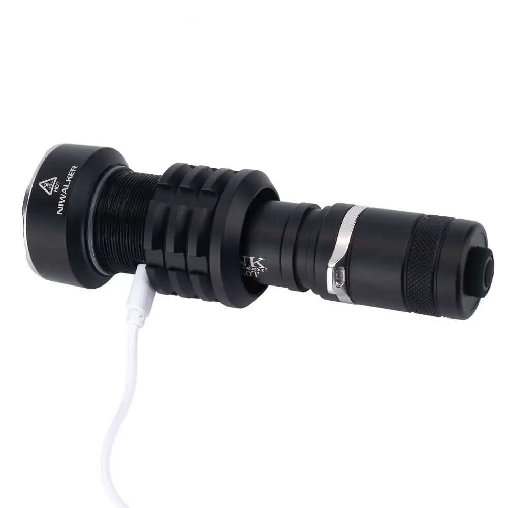 Black - Niwalker N70T 3500LM Tactical Flashlight 300M Thrower Type-C 21700 Battery Rechargeable Tact