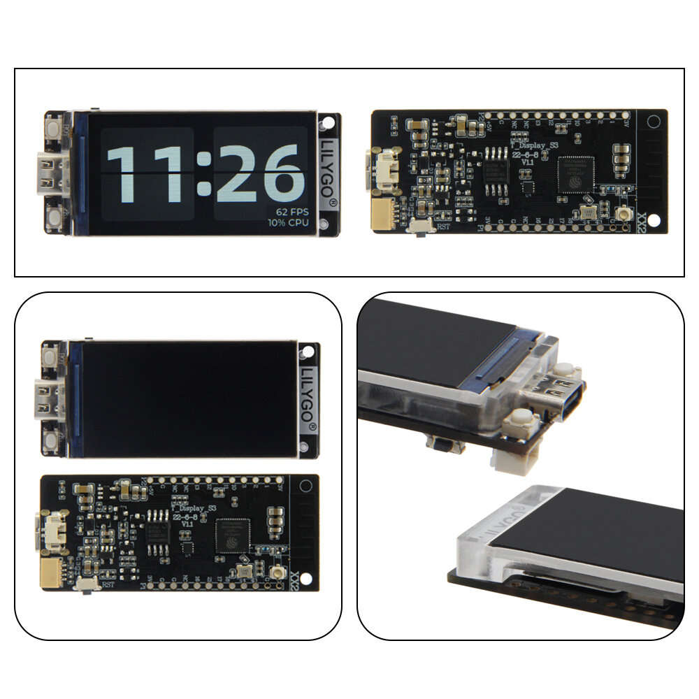 S3 With Shell Grey - LILYGO T-Display-S3 ESP32-S3 1.9 inch ST7789 LCD Display Development Board WIFI