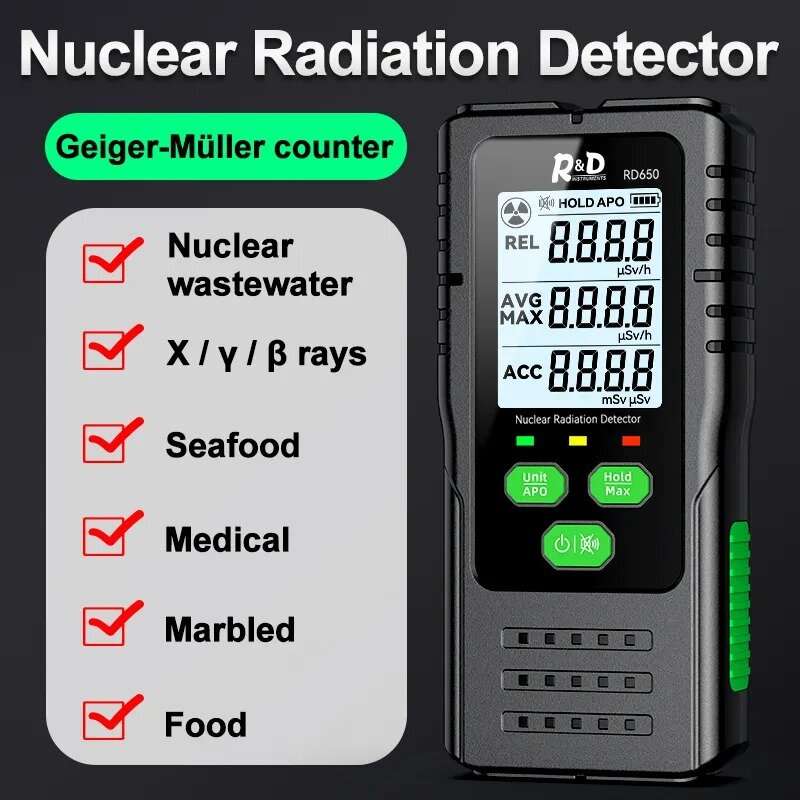 RD650 Geiger Counter Nuclear Radiation Detector X-ray -ray -ray Radioactivity Tester Marble Detector