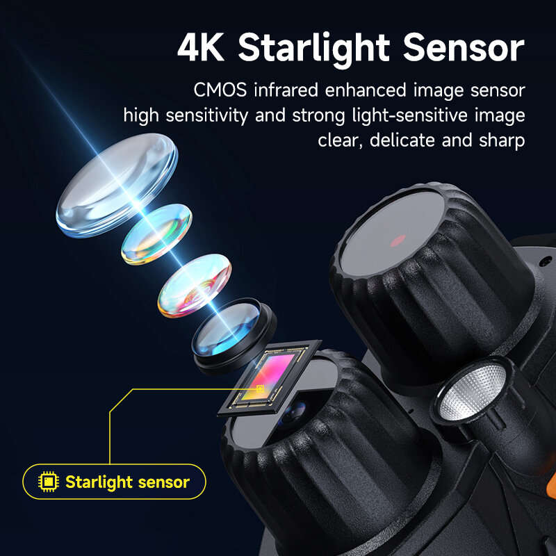 Black - 326 Night Vision Device 4K Ultra HD 800m Range 10x Zoom with 512G Storage