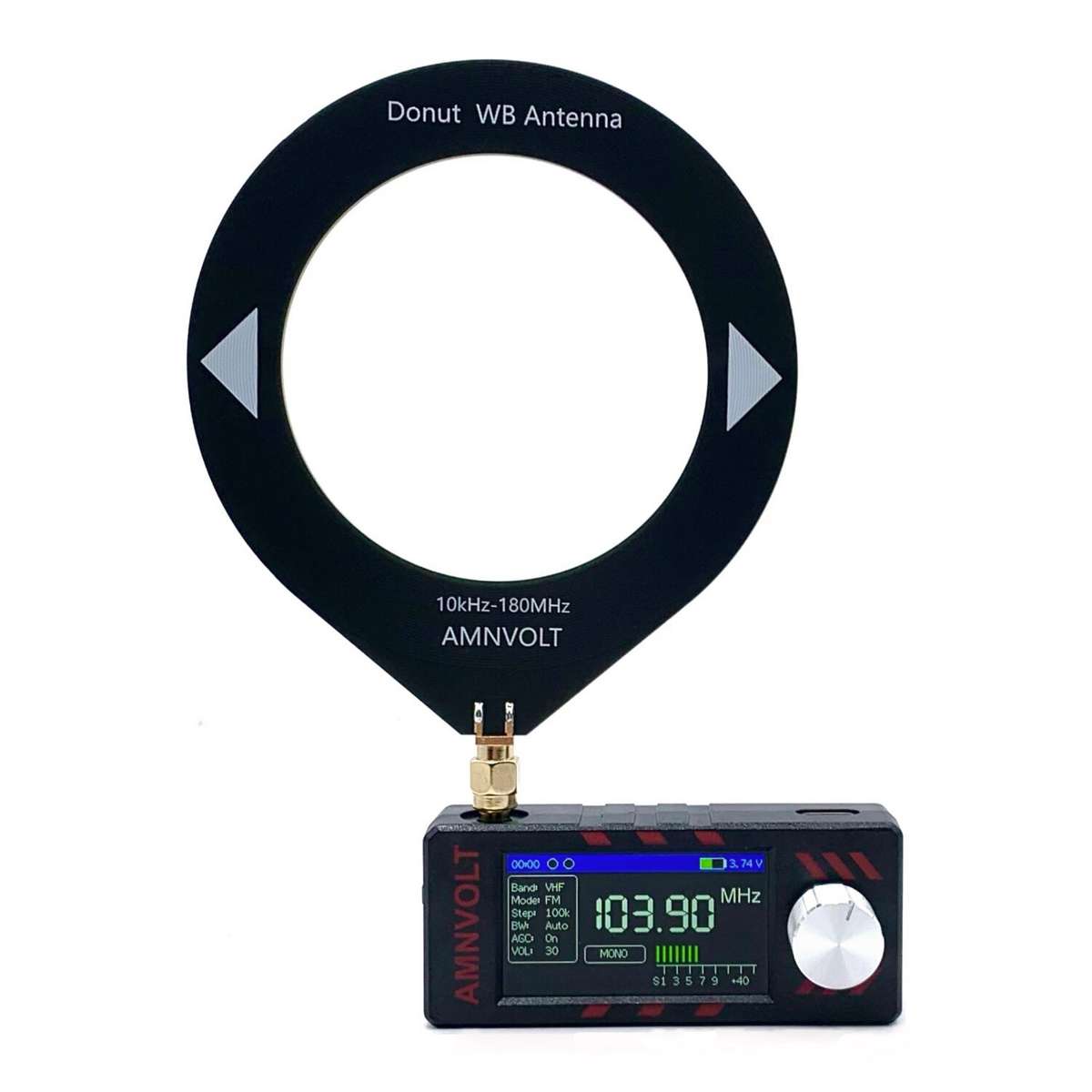 Black Loop Antenna Version - AMNVOLT V3S Mini SI4732 DSP Radio Receiver with Hi-Z Headphone Amplifie