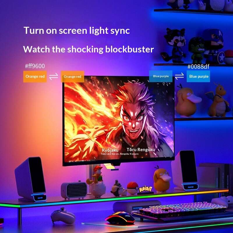 for 34-inch Screen - Elfeland RGB LED Light Bar Screen Sync & Music Sync Computer Monitor Ambient Ba