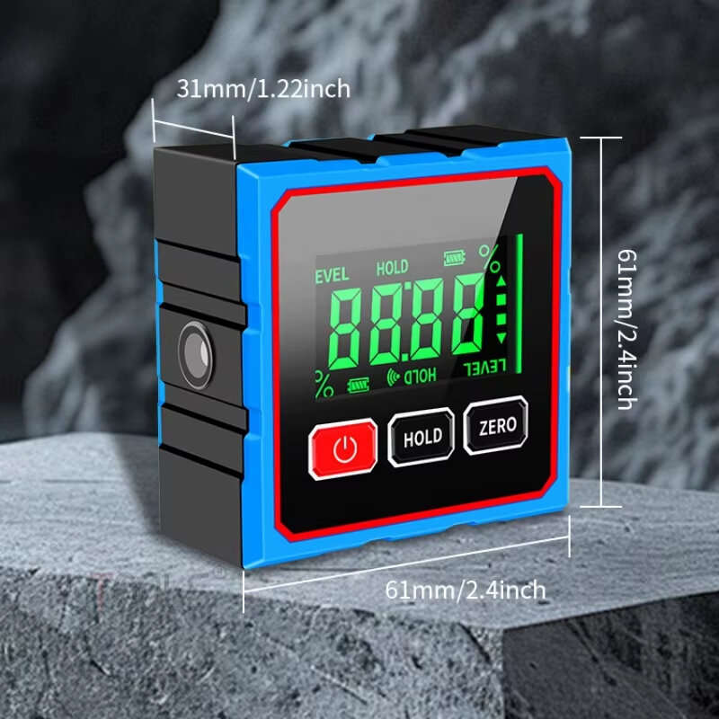 Blue - CZDANG Electronic Digital Angle Dipmeter Four Sided Magnetic Inclinometer 0.2 Accuracy Cross