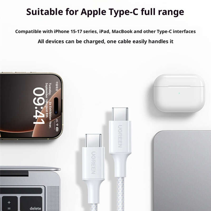 1.5M - UGreen L501 3A 60W Type-C to Type-C Cable PD3.0 Fast Charging Data Transmission Tinned Copper