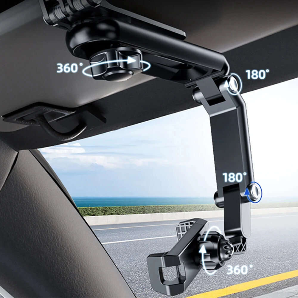 Grey - Universal Car Mobile Phone Holder Sun Visor Navigation 360 Rotation Car Support Direct View C