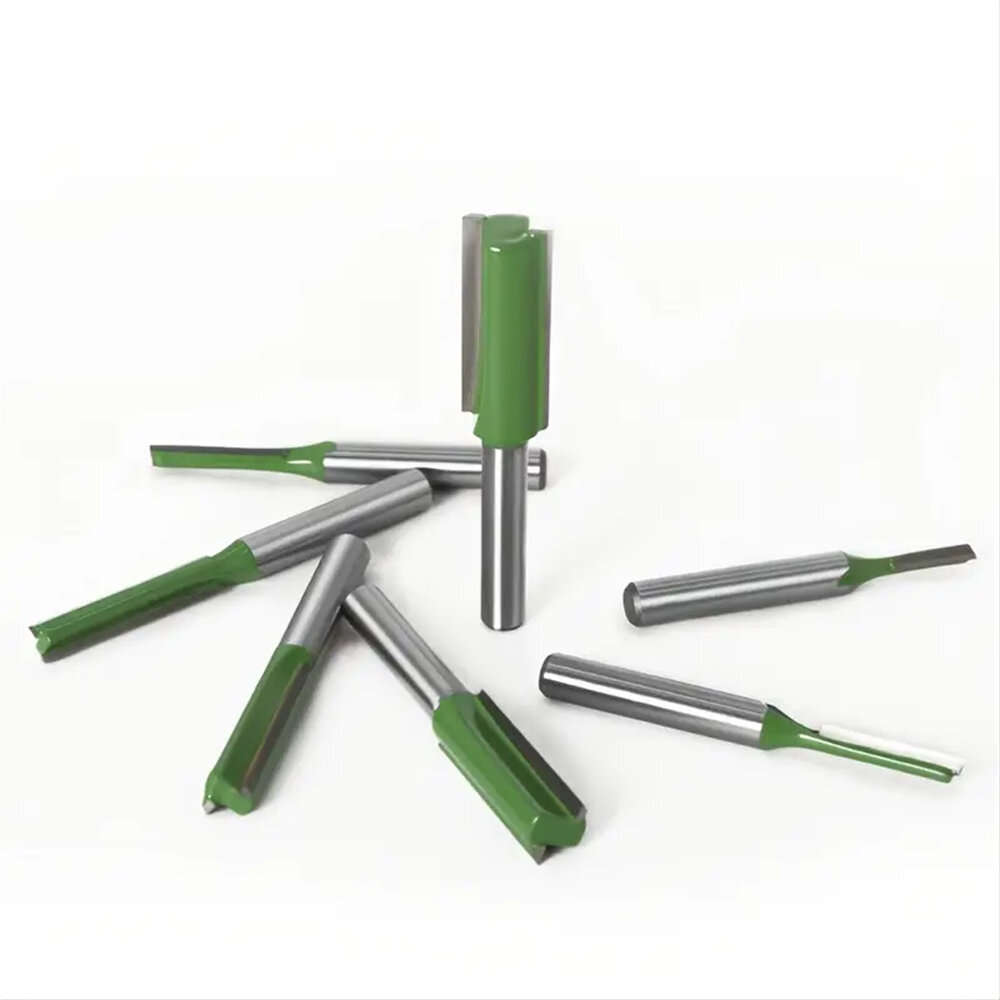 7PCS Straight Cut Router Bit Set Sturdy Tungsten Carbide 1/4" Shank Double Flute Milling Cutting Too