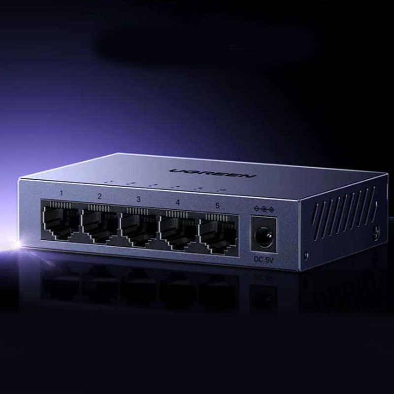 Grey - UGREEN CM933 Gigabit Ethernet Switch 5 Port Hub Ethernet 10/100/1000Mbps Switch RJ45 for Offi