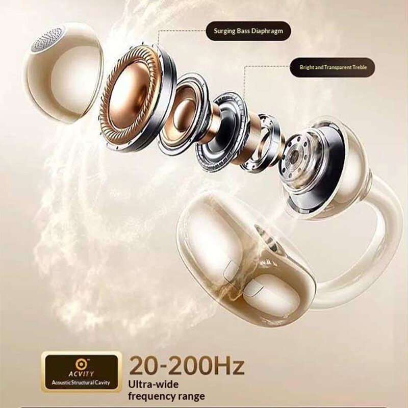 Grey - Aigo CJ339 Earclips Headset Wireless bluetooth 6.0 Earphone 10mm Large Moving Coil 720 Spatia