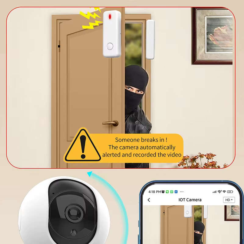 White - 2MP WiFi IOT Camera Smart Home Security Burglar Alarm System Wireless PTZ IR Night Vision Mo