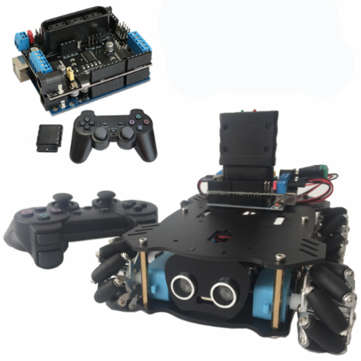 4WD Smart Car Chassis Kit with Motor Driver UNO Development Board and PS2 Wireless Controller