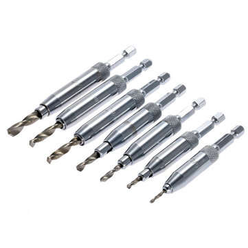 7pcs HSS Hex Shank Self Centering Door Lock Hinge Drill Bit Pilot Hole Tool Set