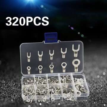 AOQDQDQD 320Pcs Connector Cold Pressed OT/UT Crimp Terminals Copper Nose Wiring Fork Set with Box