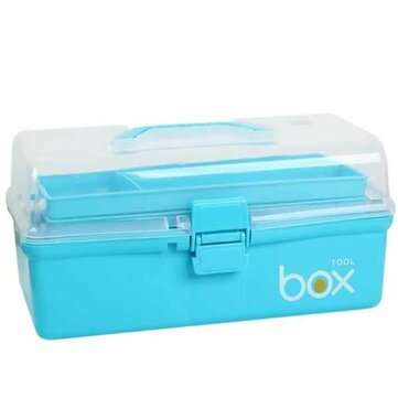 Three-layer Plastic Portable Art Tool Box Large Painting Box (COLOR.: LIGHTBLUE)