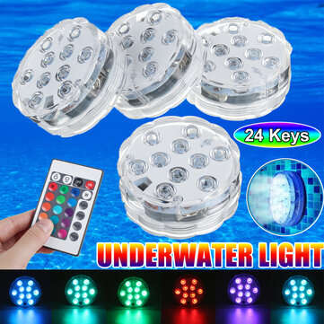 4PCS Multicolor Infrared LED Submersible Swimming Pool Light Remote Control Pond Party Underwater La