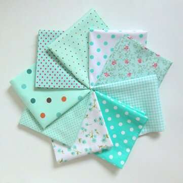 9Pcs DIY Bundles Fabric Fat Quarters Cotton Florals Gingham Craft Quilt Sewing