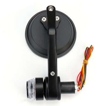 2Pcs 7/8`` Handbar Motorcycle Side Rearview Mirrors Bar End Turn Signals Light