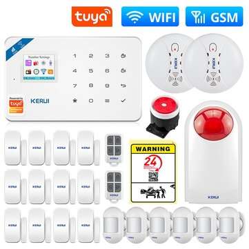 Kerui Tuya Smart Wifi Gsm Security Alarm System Burglar Motion Detector Smoke Door W... (type: Set7)
