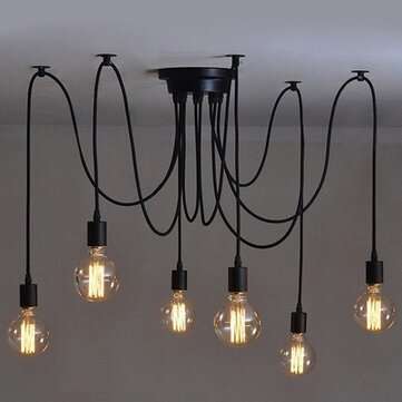 E27 1/2/3/4/5/6/7/8 Heads 1.2M Ethereal Glow Shade Ceiling Chandelier Light Black ... (TYPE.: 1HEAD)