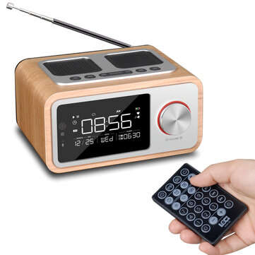 LOCI H3 Bluetooth Speaker Alarm Clock Media Audio Music Clock Radio USB Charging M... (COLOR.: WOOD)