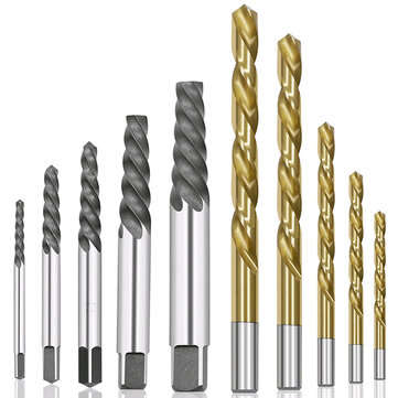 10Pc HSS Screw Extractor Left Hand Cobalt Drill Bit Set Easy to Lift from Broken Bolt Tools With Iro