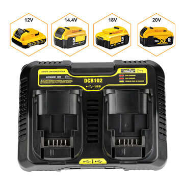 10.8V-20V DCB102 Dual Rechargeable Power Tool Battery Charger For Dewalt (TYPE: EUPLUG)
