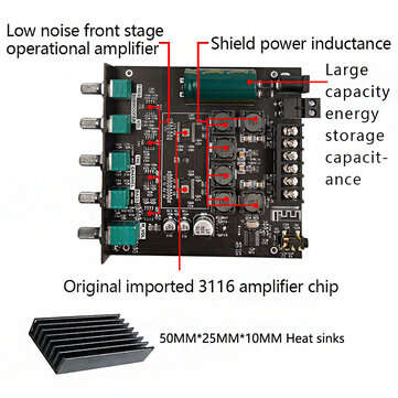 ZK-TB21 TPA3116D2 bluetooth 5.0 Subwoofer Amplifier Board 50WX2+100W 2.1 Channel Power Audio Stereo