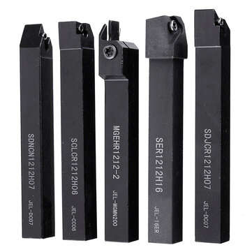 Drillpro CT-12 50pcs Carbide Inserts with 7pcs 12mm Shank Lathe Turning Tool Holder DCMT070204 CCMT0