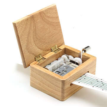 DIY Hand-Cranked Music Box 15 Tone Wooden Box With Hole Puncher And Paper Tapes Birthday Gift Presen