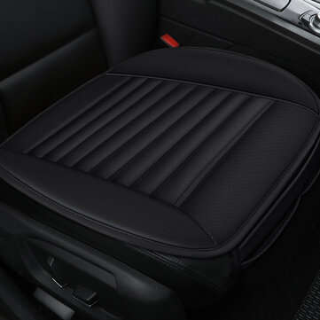 Car Front Seat Cover Cushion Breathable PU Leather Bamboo Charcoal Pad Mat (COLOR.: BLACK)