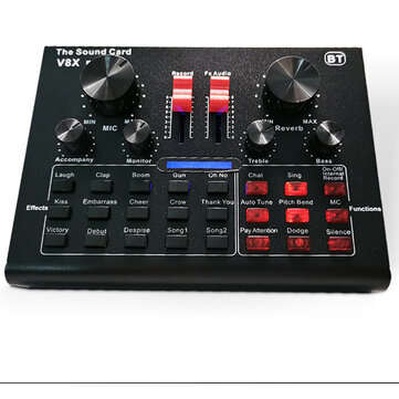 V8X PRO External Audio Mixer USB Interface Sound Card with 15 Sound Modes Multiple Sound Effects