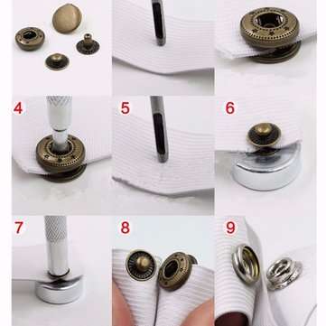 10pcs Press Stud Buttons Poppers Leather Craft with Fixings Tools Kit 633Tools