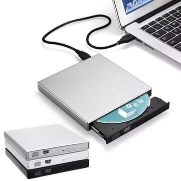 USB2.0 External Optical Drive CD Burner DVD-RW CD/DVD-ROM Player Rewriter Data Tr... (COLOR: SILVER)