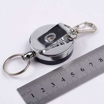 4cm High Resilience Steel Wire Rope Chain Recoil Metal Retractable Key Chain Alarm Key Ring