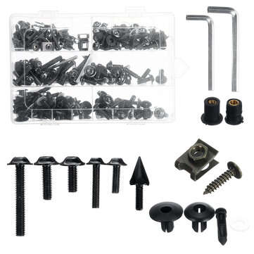 233PLUS Fairing Bumpers Panel Bolts Kit Fastener Clips Screw For Motorcycle (COLOR: BLACK)