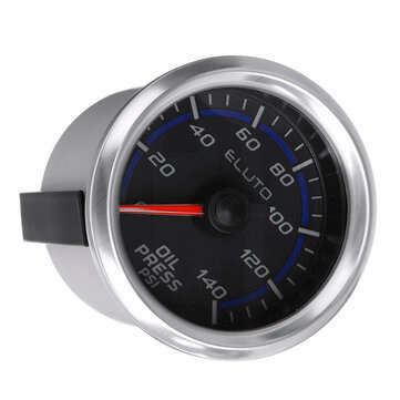 2`` 52mm 0-140PSI Oil Pressure Gauge Blue LED Black Face Auto Car Meter + Sensor