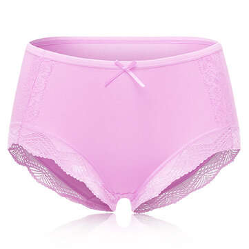 Plus Size Mid Waist Cotton Soft Panties (SIZE 3: XL | COLOR: PINK)