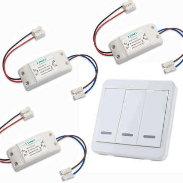 3pcs KTNNKG Wireless Light Switch Kit + KTNNKG 433MHz Universal Wireless Remote Control 86 Wall Pane