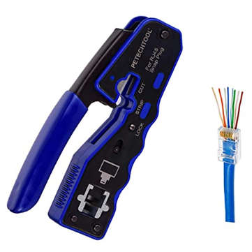 RJ45 Crimping Tool for Cat6 Cat5 Cat5e 8P8C Modular Connectors, All-in-One Wire Tool