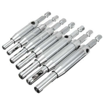 7pcs HSS Hex Shank Self Centering Door Lock Hinge Drill Bit Pilot Hole Tool Set